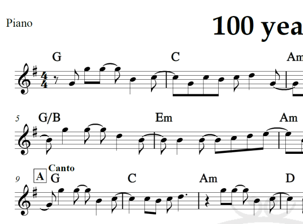 100 years - Five for fighting - Piano