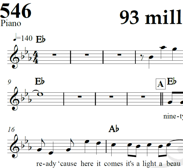 93 million miles - Jason Mraz - Piano/Vocal