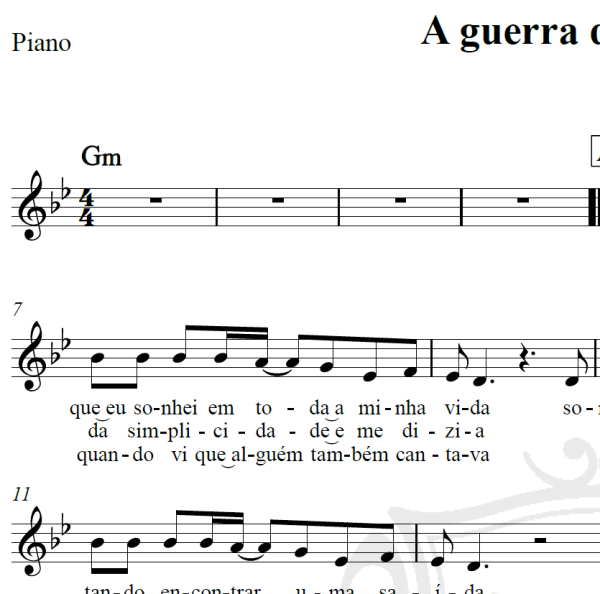 A guerra dos meninos - Roberto Carlos - Piano/Vocal