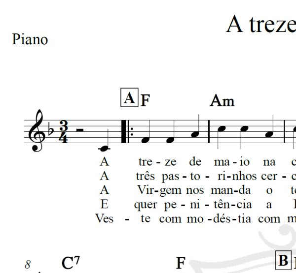 A treze de Maio - Piano/Vocal