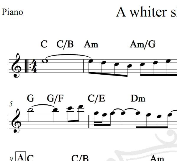 A whiter shade of pale - Procol Harum - Piano/Vocal