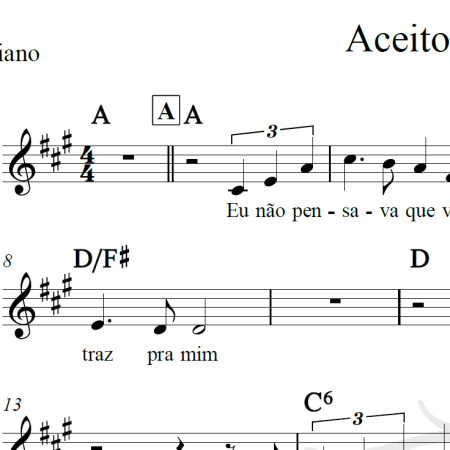 Aceito seu coração - Roberto Carlos - Piano/Vocal