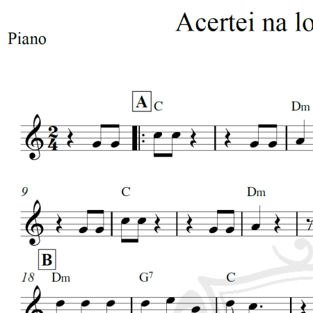 Acertei na loteria esportiva - Piano