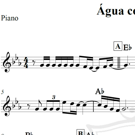 Água com açúcar - Luan Santana - Piano