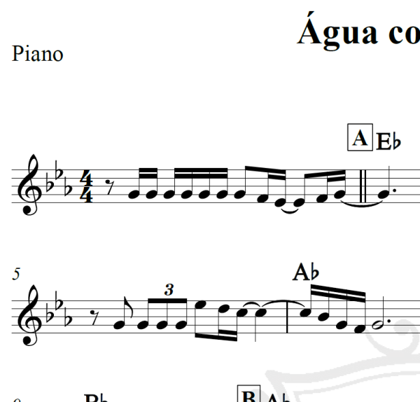 Água com açúcar - Luan Santana - Piano