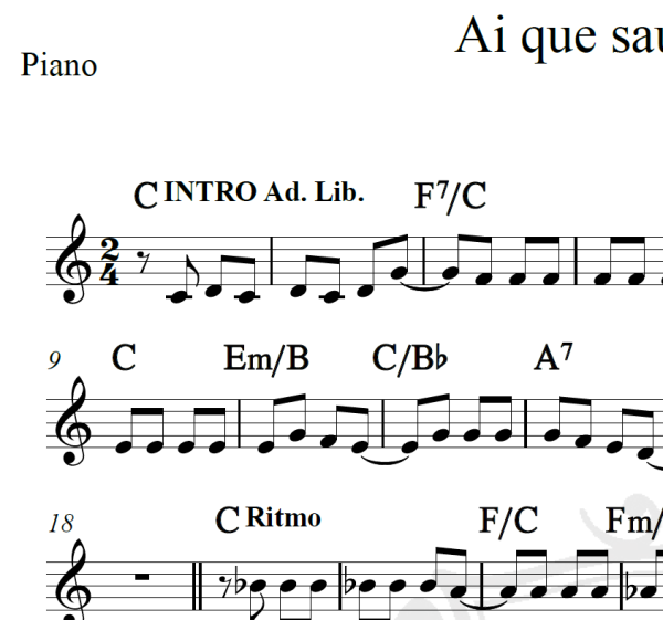 Ai que saudade d'ocê - Luiz Gonzaga - Piano