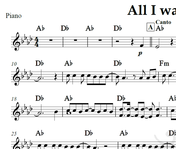 All I want is you - U2 - Piano/Vocal