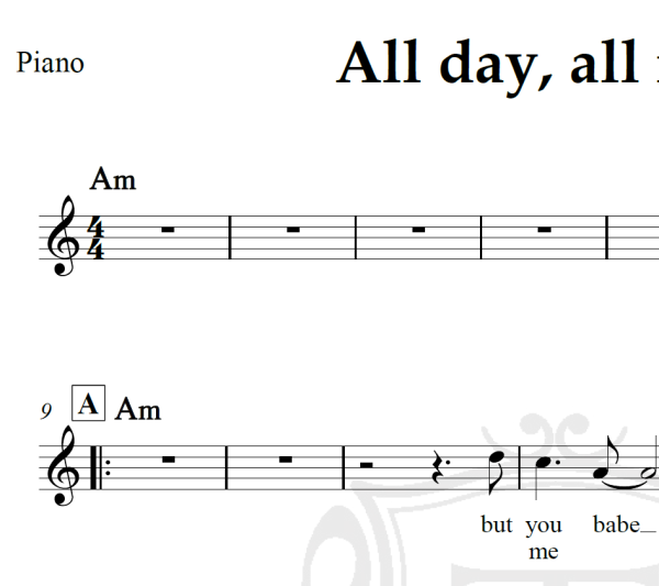 All day, all night - Bob Marley - Piano/Vocal