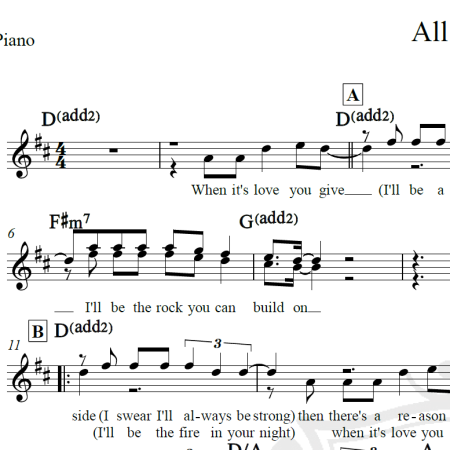 All for love - Bryam Adams/Rod Stewart/Sting - Piano/Vocal