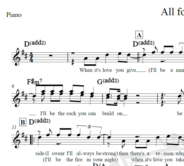 All for love - Bryam Adams/Rod Stewart/Sting - Piano/Vocal