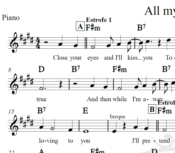 All my loving - The Beatles - Piano/Vocal