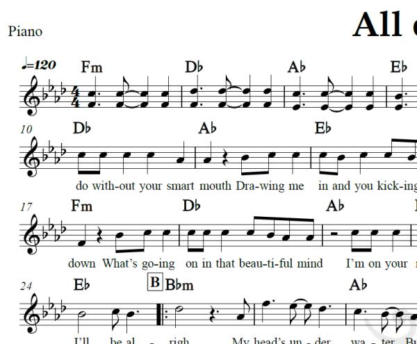 All of me - John Legend - Piano/Vocal