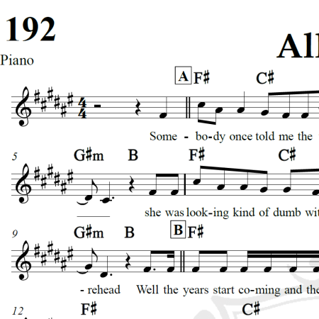 All Star - Smash Mouth - Piano/Vocal