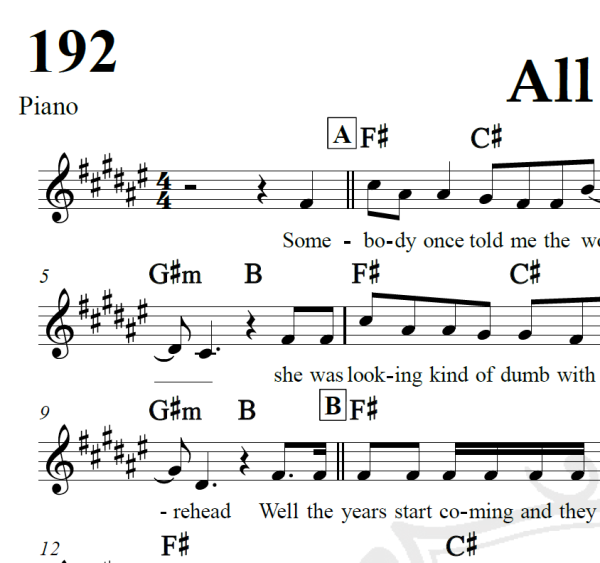 All Star - Smash Mouth - Piano/Vocal