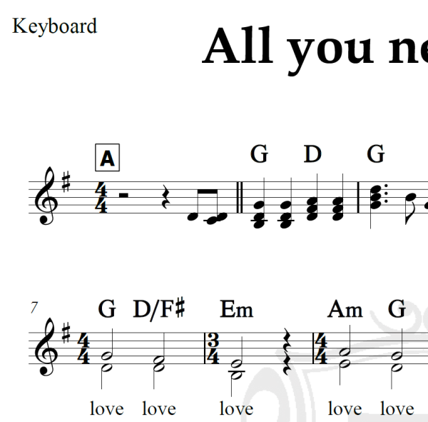 All you need is love - The Beatles - Piano/Vocal