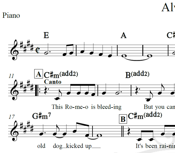 Always - Bon Jovi - Piano/Vocal