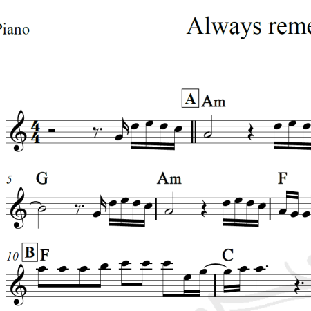 Always remember us this way - Lady Gaga - Piano