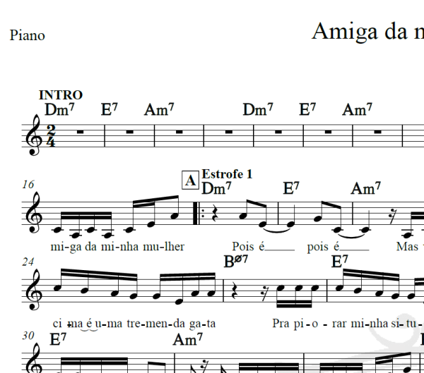 Amiga da minha mulher - Seu Jorge - Piano/Vocal