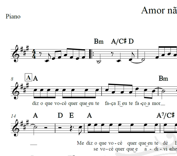Amor não vai faltar - Bruno e Marrone - Piano/Vocal