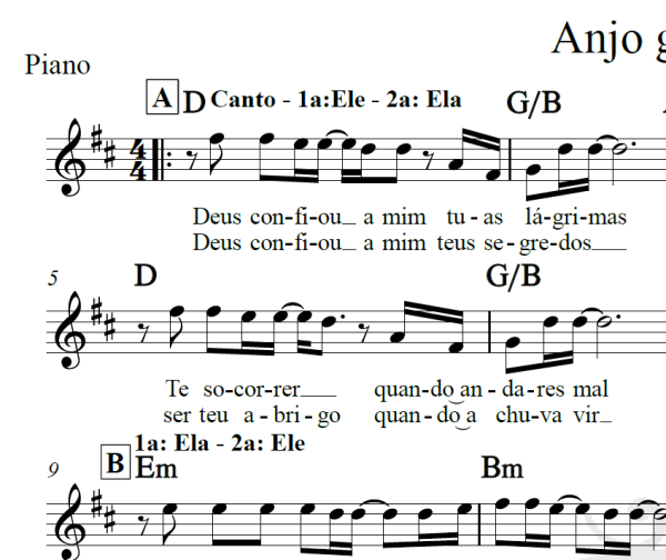 Anjo guardião - Canal da Graça - Piano/Vocal