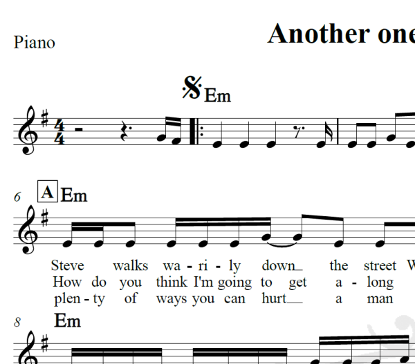 Another one bites the dust - Queen - Piano/Vocal