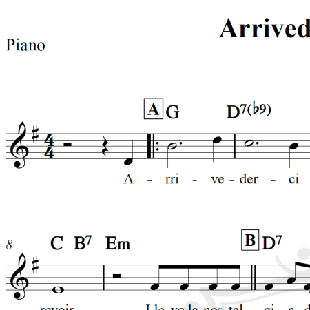 Arrivederci Roma - Nat King Cole - Piano/Vocal