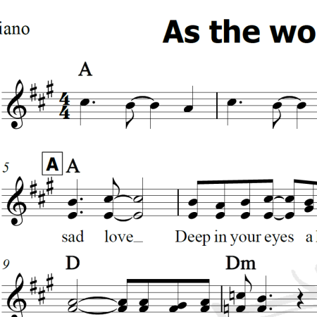 As the world falls down - David Bowie - Piano/Vocal