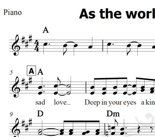 As the world falls down - David Bowie - Piano/Vocal