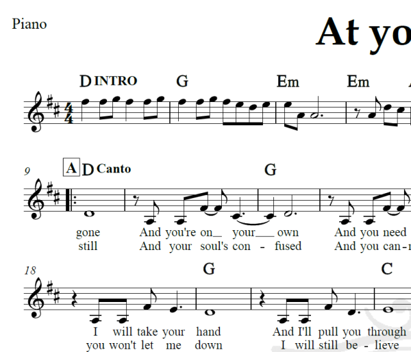 At your side - The Corrs - Piano/Vocal