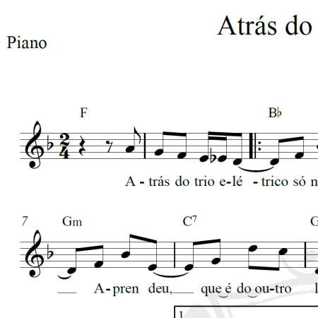Atrás do trio elétrico - Piano/Vocal