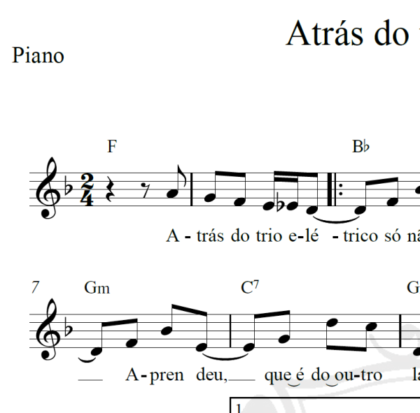 Atrás do trio elétrico - Piano/Vocal
