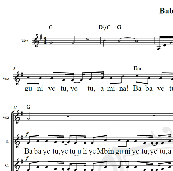 Baba Yetu - Arranjo Coral