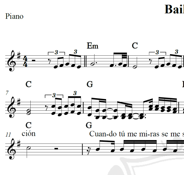 Bailando - Enrique Iglesias/Sean Paul - Piano/Vocal