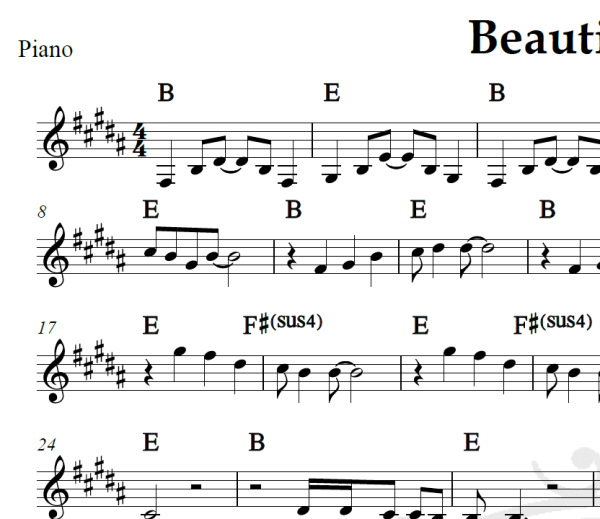 Beautiful Girl - INXS - Piano/Vocal