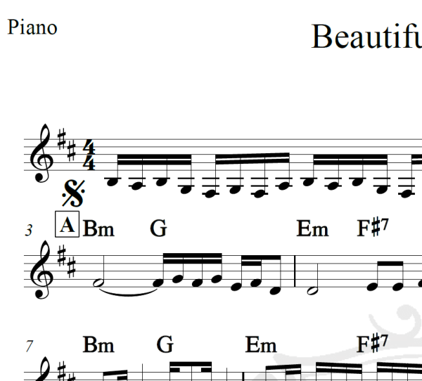 Beautiful disaster - 311 - Piano