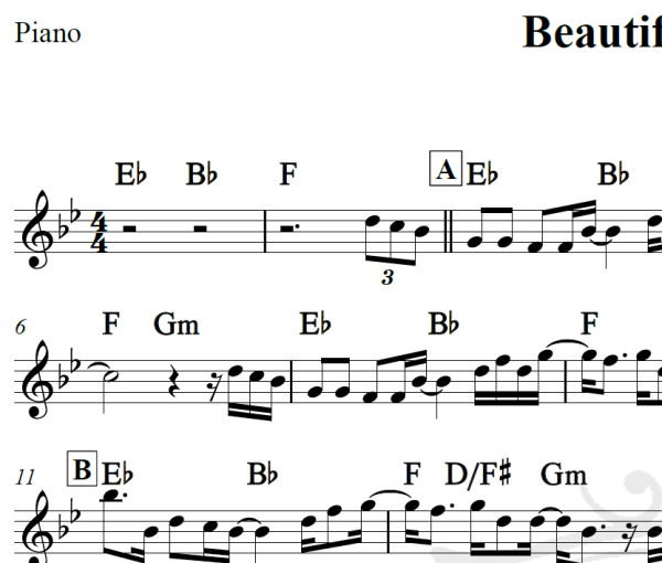 Beautiful things - Benson Boone - Piano