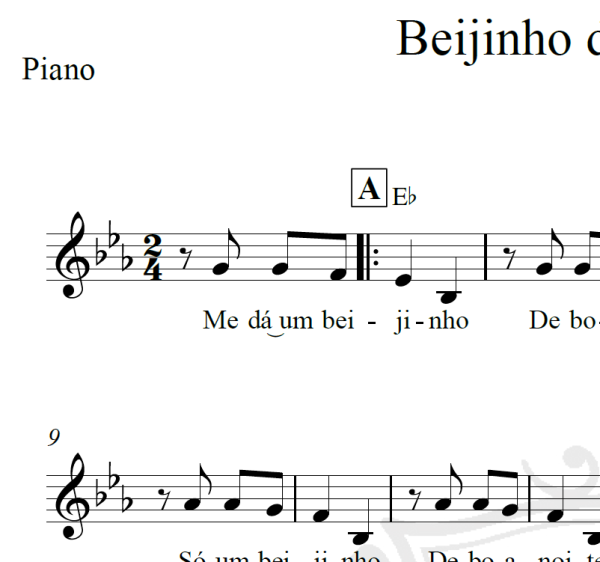 Beijinho de boa noite - Piano/Vocal