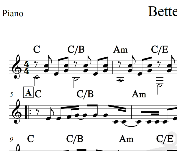 Better Place - Rachel Platten - Piano