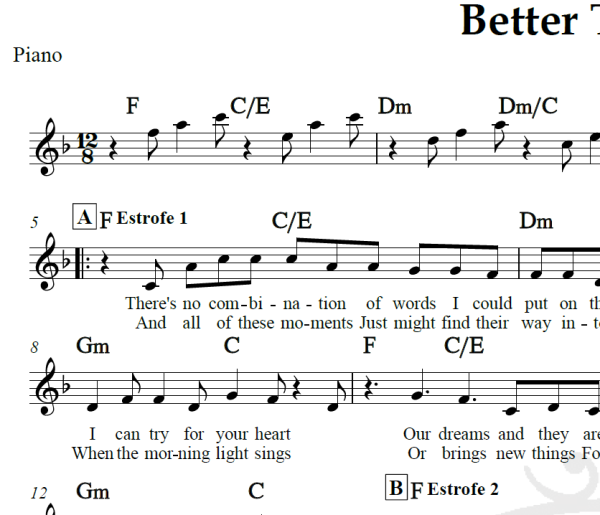 Better Together - Jack Johnson - Piano/Vocal