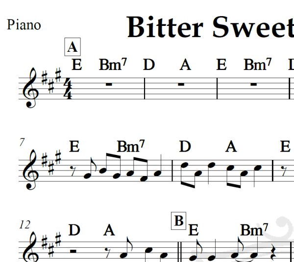 Bitter Sweet Shymphony - The Verve - Piano/Vocal