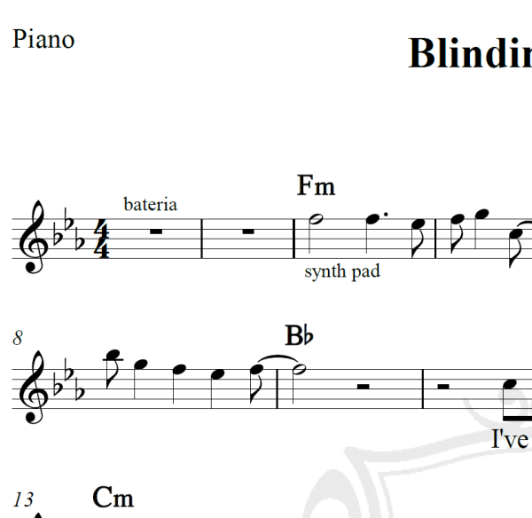 Blinding lights - The Weekend - Piano/Vocal