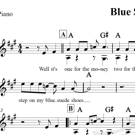 Blue Suede Shoes - Elvis Presley - Piano/Vocal