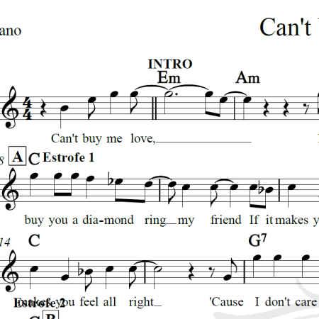 Can't buy me love - The Beatles - Piano/Vocal