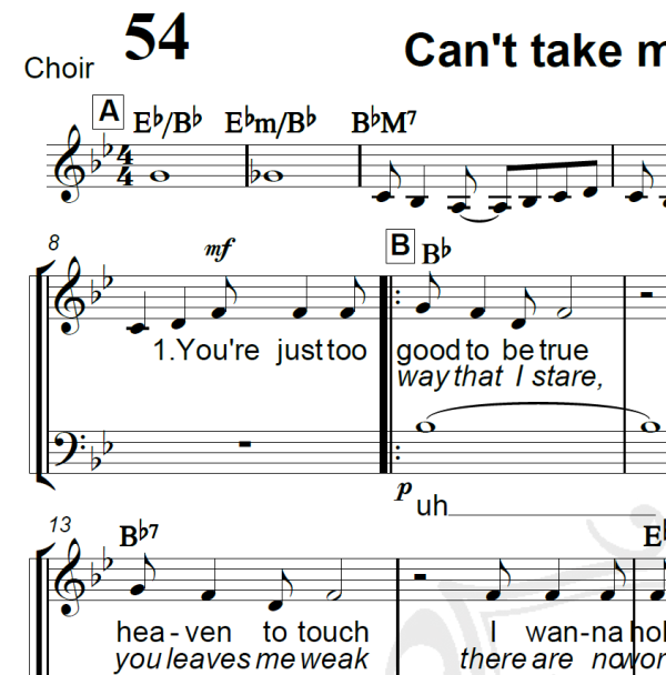 Can't take my eyes of you - Gloria Gaynor - Arranjo Coral