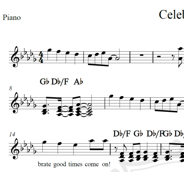 Celebration - Kool and the Gang - Piano/Vocal