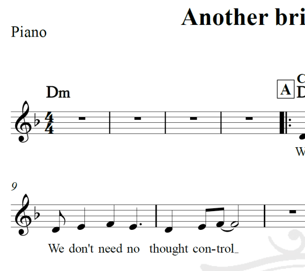 Another brick in the wall - Pink Floyd - Cifra