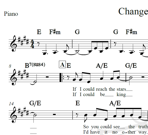 Change the world - Eric Clapton - Piano/Vocal