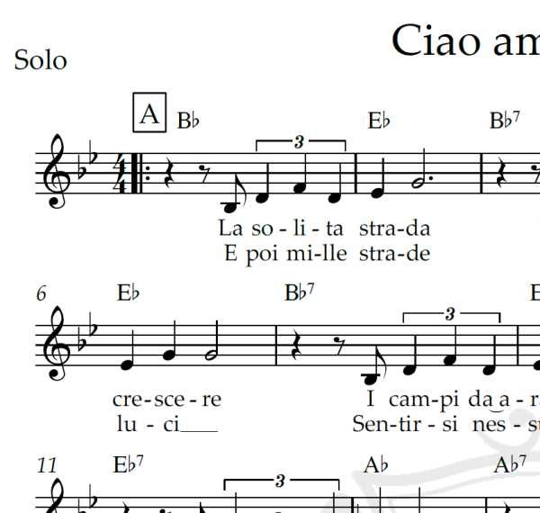 Ciao amore, ciao - Piano/Vocal