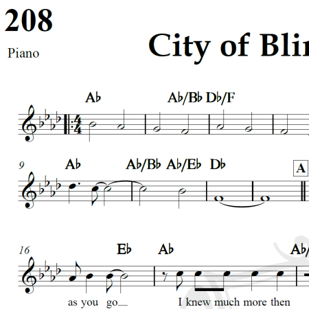 City of Blinding Lights - U2 - Piano/Vocal