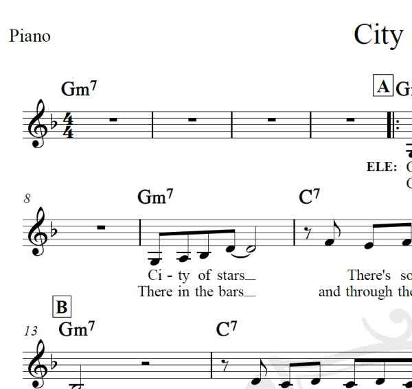 City of stars - La la Land - Piano/Vocal